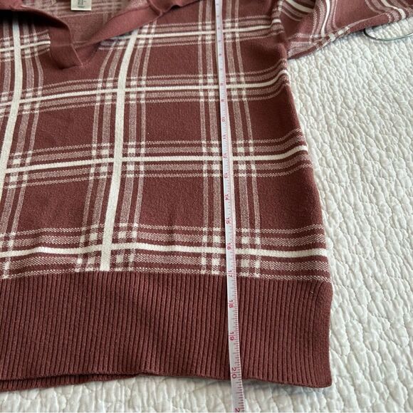 ✨ Max Studio Women’s Brown Plaid Collared Sweater Medium - Picture 11 of 11